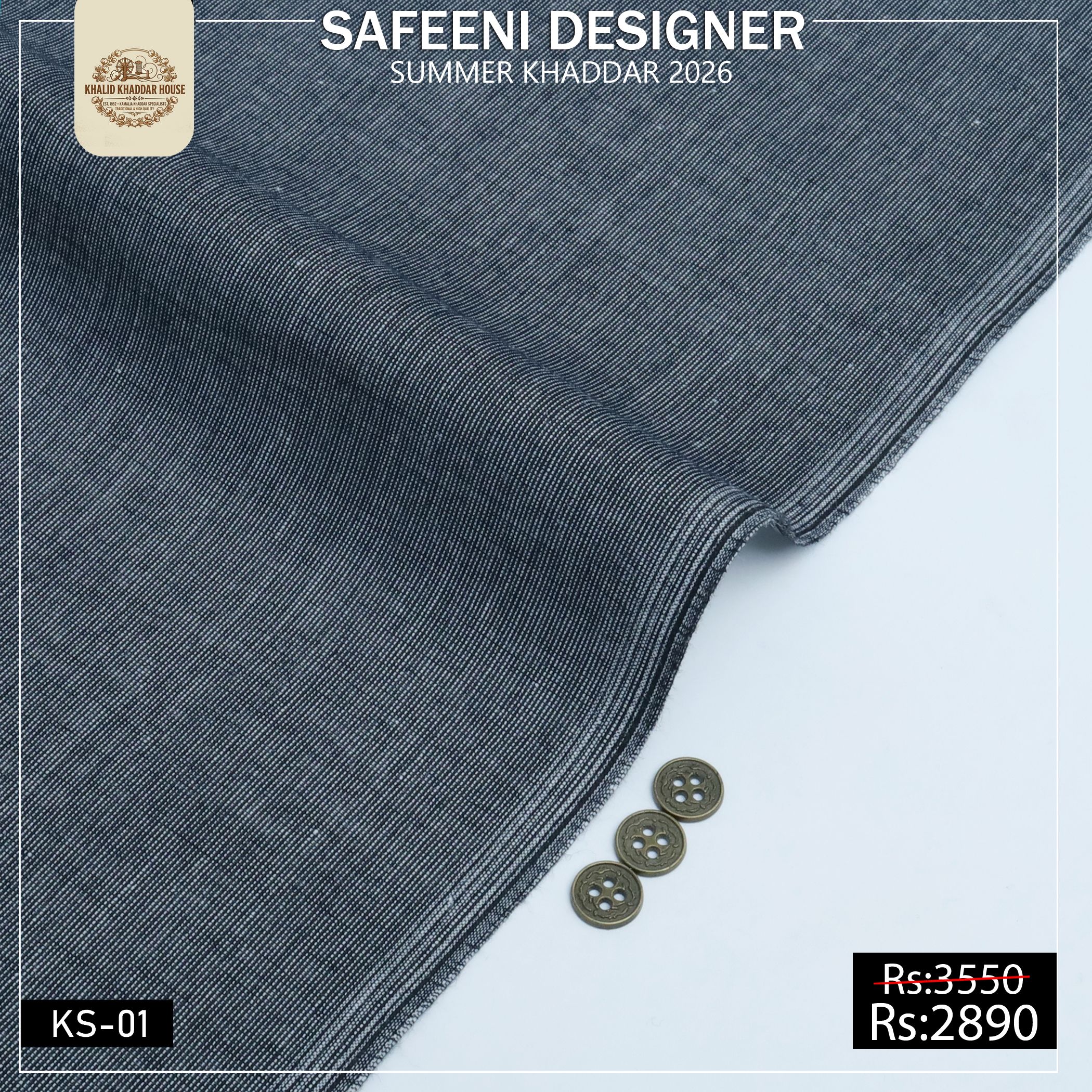 KKS-01 Malaysia Grey Safeeni Designer Kamalia Khaddar Summer Collection When the temperature rises to 45°C or even 50°C, comfort becomes the top priority. Kamali Khaddar is designed specifically to provide maximum airflow and natural ventilation, allowing the skin to breathe while maintaining a stylish and graceful appearance. Unlike many synthetic fabrics that trap heat and cause discomfort, this premium summer khaddar keeps you feeling fresh throughout the day.