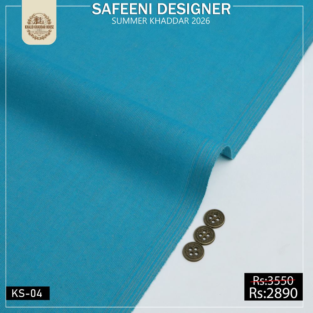 KS-04 Safeeni Designer Kamalia Khaddar Summer Collection kamalia-khaddar-summer-collection-03 When the temperature rises to 45°C or even 50°C, comfort becomes the top priority. Kamali Khaddar is designed specifically to provide maximum airflow and natural ventilation, allowing the skin to breathe while maintaining a stylish and graceful appearance. Unlike many synthetic fabrics that trap heat and cause discomfort, this premium Kamalia Khaddar by Khalid Khaddar House keeps you feeling fresh throughout the day.